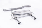 Milltek Sport exhaust system parts for 1998-2006 Audi TT 180 / 225 quattro Coupe & Roadster (part SSXAU429): pipework, silencers and polished silver tailpipe tips
