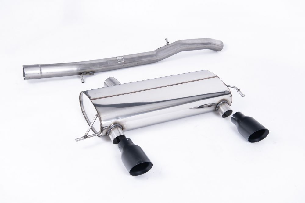 Milltek Sport exhaust system parts for 1998-2006 Audi TT 180 / 225 quattro Coupe & Roadster (part SSXAU430): pipework, silencers and black tailpipe tips