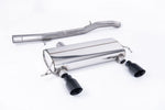 Milltek Sport exhaust system parts for 1998-2006 Audi TT 180 / 225 quattro Coupe & Roadster (part SSXAU430): pipework, silencers and black tailpipe tips