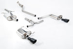 Milltek Sport exhaust system parts for 2008-2011 Audi A4 2.0 TFSI S line B8 Saloon & Avant (part SSXAU435): pipework, silencers and black tailpipe tips