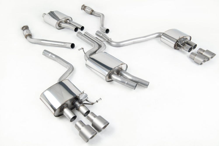 A top side view of Milltek Cat-back Exhaust System Audi SQ5 8R 2013-2017 with white background