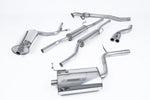 A front view of Milltek Resonated Cat-back Exhaust System for Audi A4 B6 1.8T Quattro (5 speed) 163BHP 2001-2006 with white background