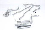 A top view of Milltek Non-Resonated Cat-back Exhaust System w/ 90mm GT Polished Trims Audi A4 B6 1.8T Quattro 2001-2006 with white background
