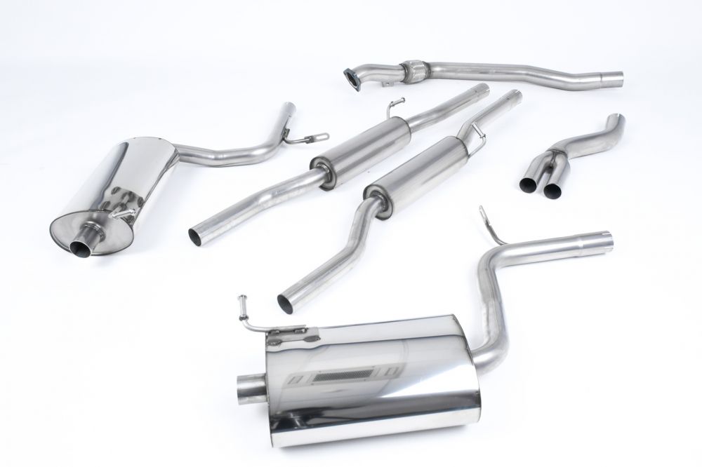 Milltek Sport exhaust system parts for 2005-2008 Audi A4 2.0 TFSI B7 quattro and DTM (part SSXAU514): pipework, silencers and polished silver tailpipe tips (photo 2)