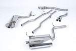 Milltek Sport exhaust system parts for 2005-2008 Audi A4 2.0 TFSI B7 quattro and DTM (part SSXAU515): pipework, silencers and polished silver tailpipe tips