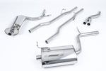 Milltek Sport exhaust system parts for 2005-2008 Audi A4 2.0 TFSI B7 quattro and DTM (part SSXAU516): pipework, silencers and polished silver tailpipe tips