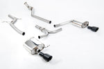 Milltek Sport exhaust system parts for 2008-2011 Audi A4 2.0 TFSI S line B8 Saloon & Avant (part SSXAU628): pipework, silencers and black tailpipe tips