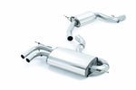 A front view of Milltek Resonated (Quieter) Cat-Back Exhaust System Polished Tips Audi A3 8P 2.0T FSI 2WD 5 Door SportBack 2003-2012 with white background