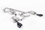 A front view of Milltek Cat-back Exhaust System for Audi A5 B8 2.0 TFSI 2WD and quattro S tronic 2008-2012 with white background