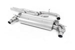 A front view of Milltek Non-Resonated Catback Exhaust System Audi RS3 Sportback 2017+ with white background