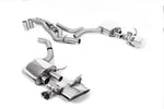 Milltek Sport exhaust system parts for 2020+ Audi RS6 C8 4.0 V8 bi-turbo in Performance Edition (part SSXAU862): pipework, silencers and black tailpipe tips