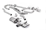 Milltek Sport exhaust system parts for 2019+ Audi RS7 C8 4.0 V8 bi-turbo (part SSXAU903): pipework, silencers and black tailpipe tips