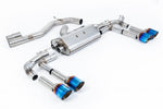 Milltek Sport exhaust system parts for 2022+ Audi S3 2.0TFSI Quattro Saloon/Sedan 310PS 8Y (part SSXAU935): pipework, silencers and burnt titanium blue tailpipe tips