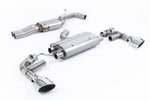 Milltek Sport exhaust system parts for 2016+ Audi TT Mk3 TTRS 2.5TFSI Quattro (part SSXAU961): pipework, silencers and black tailpipe tips