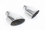Close-up of polished silver Milltek Sport exhaust tips for the 2016+ Audi TT Mk3 TTRS 2.5TFSI Quattro (part SSXAU961)