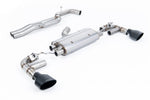 Milltek Sport exhaust system parts for 2016+ Audi TT Mk3 TTRS 2.5TFSI Quattro (part SSXAU962): pipework, silencers and black tailpipe tips