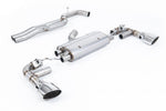 Milltek Sport exhaust system parts for 2016+ Audi TT Mk3 TTRS 2.5TFSI Quattro (part SSXAU963): pipework, silencers and polished silver tailpipe tips