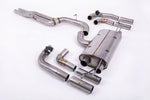 A top view of Milltek 80mm Non-Resonated OPF Back Exhaust System Audi RS3 8Y Saloon / Sedan 2021+ with white background