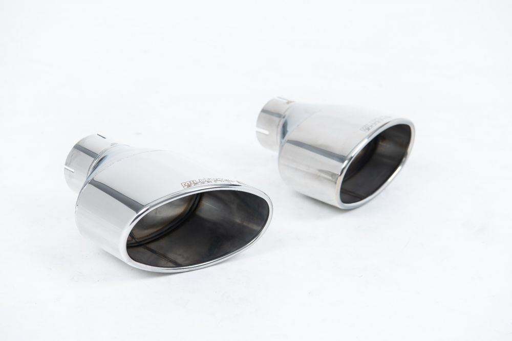 A front view of Milltek Polished Tips with white background