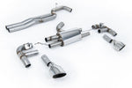 Milltek Sport exhaust system parts for 2017+ Audi RS3 Saloon / Sedan 400PS - Non-OPF/GPF Models (part SSXAU983): pipework, silencers and polished silver tailpipe tips