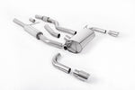 Milltek Sport exhaust system parts for 2014-2016 BMW 4 Series F32 428i Coupé (part SSXBM1004): pipework, silencers and polished silver tailpipe tips