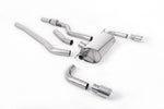 Milltek Sport exhaust system parts for 2014-2016 BMW 4 Series F32 428i Coupé (part SSXBM1013): pipework, silencers and polished silver tailpipe tips