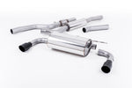 Milltek Sport exhaust system parts for 2014-2016 BMW 4 Series F32 428i Coupé (part SSXBM1015): pipework, silencers and black tailpipe tips