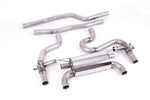 Milltek Sport exhaust system parts for 2018+ BMW 2 Series M2 Competition Coupé (part SSXBM1139): pipework, silencers and polished silver tailpipe tips