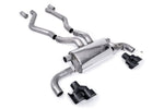 Milltek Sport exhaust system parts for 2021+ BMW 4 Series G22 M440i Coupe (part SSXBM1159): pipework, silencers and black tailpipe tips