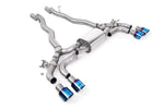 Milltek Sport exhaust system parts for 2019+ BMW 5 Series M5 & M5 Competition 4.4l Twin Turbo F90 (part SSXBM1177): pipework, silencers and burnt titanium blue tailpipe tips