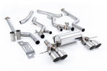 Milltek Sport exhaust system parts for 2023+ BMW 2 Series M2 Coupe (part SSXBM1306): pipework, silencers and black tailpipe tips