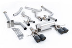 Milltek Sport exhaust system parts for 2023+ BMW 2 Series M2 Coupe (part SSXBM1310): pipework, silencers and black tailpipe tips