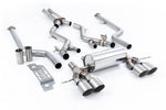 Milltek Sport exhaust system parts for 2023+ BMW 2 Series M2 Coupe (part SSXBM1313): pipework, silencers and black tailpipe tips