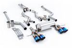 Milltek Sport exhaust system parts for 2023+ BMW 2 Series M2 Coupe (part SSXBM1314): pipework, silencers and burnt titanium blue tailpipe tips