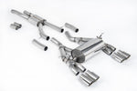 Milltek Sport exhaust system parts for 2014-2018 BMW 3 Series F80 M3 & M3 Competition Saloon (part SSXBM992): pipework, silencers and polished silver tailpipe tips