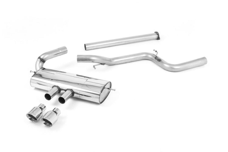Milltek Sport exhaust system parts for 2012-2018 Ford Focus Mk3 ST 2.0-litre EcoBoost 5-Door Hatchback (part SSXFD092): pipework, silencers and polished silver tailpipe tips