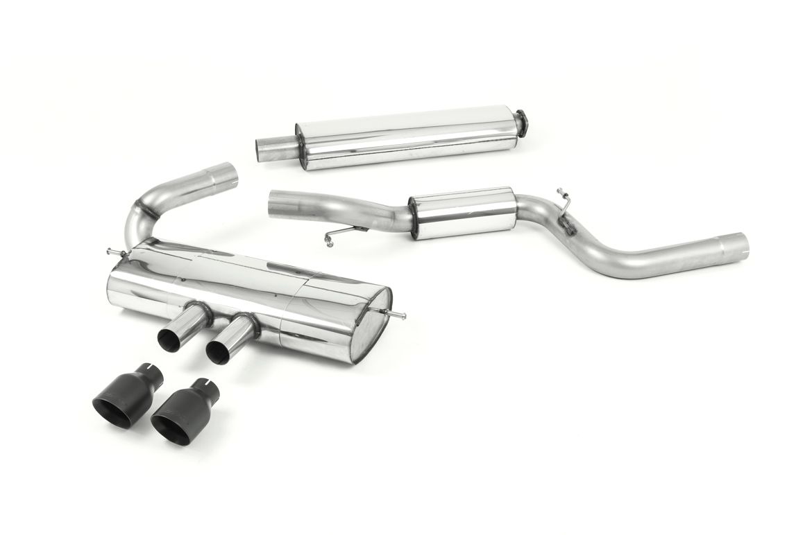 Milltek Sport exhaust system parts for 2012-2018 Ford Focus Mk3 ST 2.0-litre EcoBoost 5-Door Hatchback (part SSXFD115): pipework, silencers and polished silver tailpipe tips