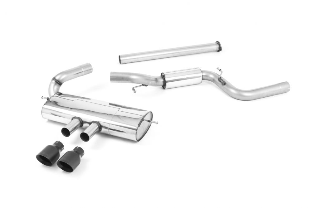 Milltek Sport exhaust system parts for 2012-2018 Ford Focus Mk3 ST 2.0-litre EcoBoost 5-Door Hatchback (part SSXFD120): pipework, silencers and polished silver tailpipe tips
