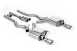 Milltek Sport exhaust system parts for 2015-2018 Ford Mustang 2.3 EcoBoost (part SSXFD222): pipework, silencers and black tailpipe tips