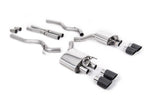 Milltek Sport exhaust system parts for 2019+ Ford Mustang 5.0 V8 GT (part SSXFD286): pipework, silencers and black tailpipe tips
