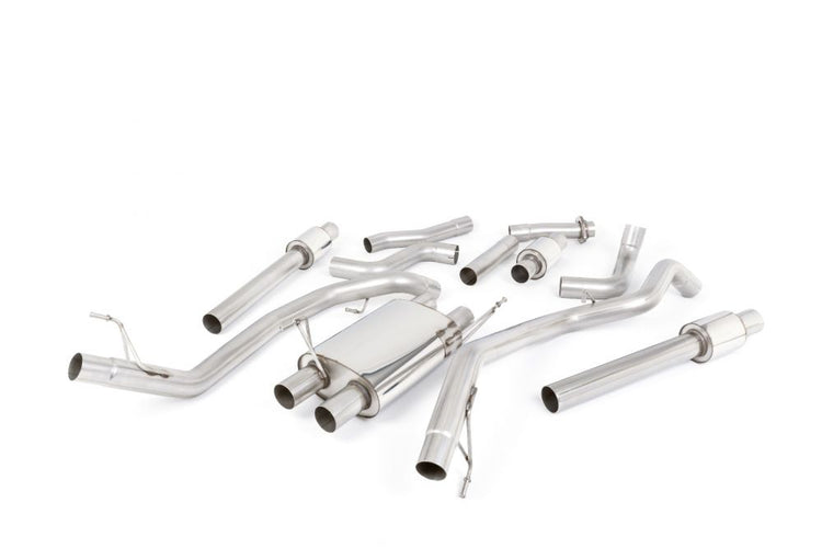 Milltek Sport exhaust system parts for 2018-2020 Ford F150 Raptor - 3.5 V6 EcoBoost Supercrew (part SSXFD318): pipework, silencers and polished silver tailpipe tips