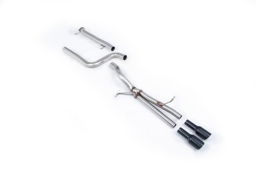 Milltek Sport exhaust system parts for 2014+ Ford Fiesta Mk7 ST 1.6 EcoBoost (part SSXFD332): pipework, silencers and polished silver tailpipe tips