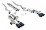 Milltek Sport exhaust system parts for 2021-2023 Ford Mustang 5.0 V8 Mach 1 (part SSXFD417): pipework, silencers and black tailpipe tips