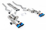 Milltek Sport exhaust system parts for 2021-2023 Ford Mustang 5.0 V8 Mach 1 (part SSXFD419): pipework, silencers and burnt titanium blue tailpipe tips