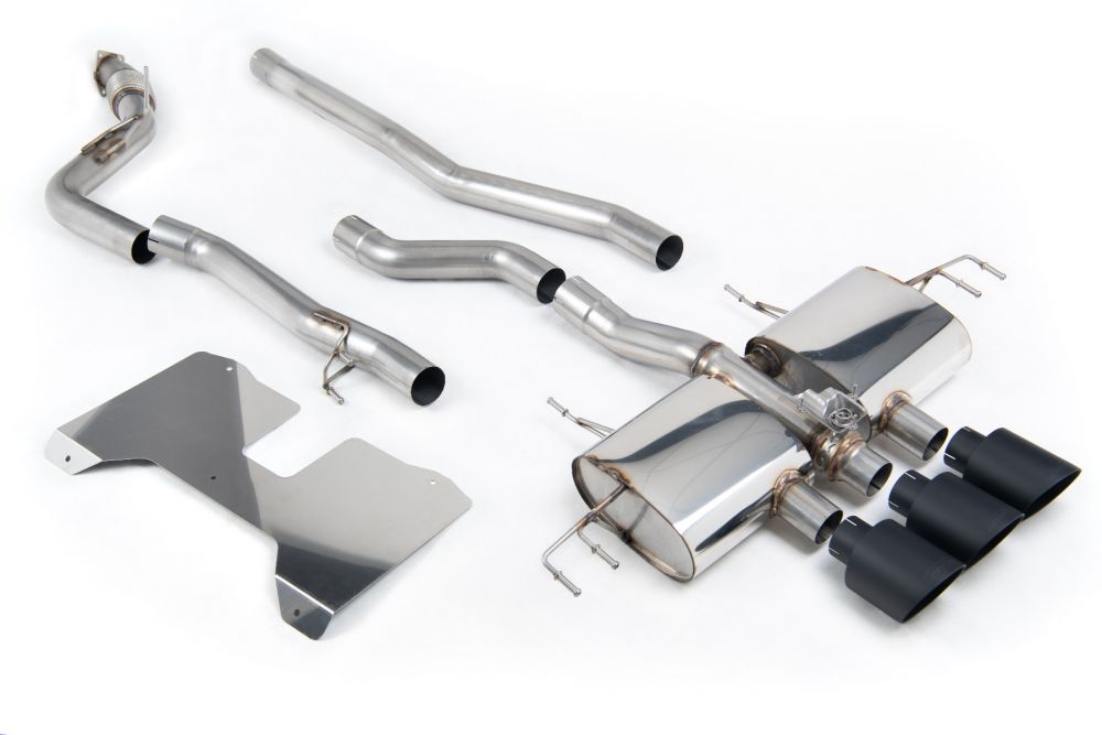 Milltek Sport exhaust system parts for 2022+ Honda Civic Type R FL5 2.0 i-VTEC (part SSXHO276): pipework, silencers and black tailpipe tips