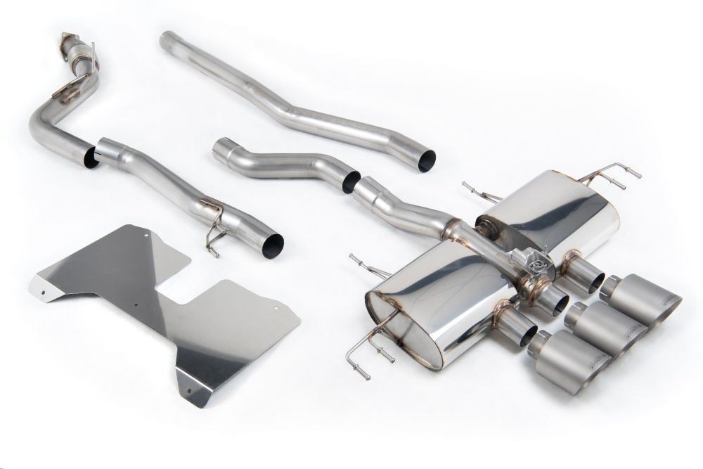 Milltek Sport exhaust system parts for 2022+ Honda Civic Type R FL5 2.0 i-VTEC (part SSXHO277): pipework, silencers and polished silver tailpipe tips