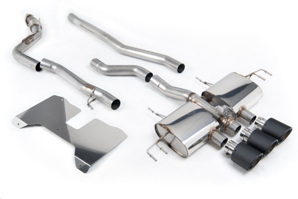 Milltek Sport exhaust system parts for 2022+ Honda Civic Type R FL5 2.0 i-VTEC (part SSXHO279): pipework, silencers and black tailpipe tips