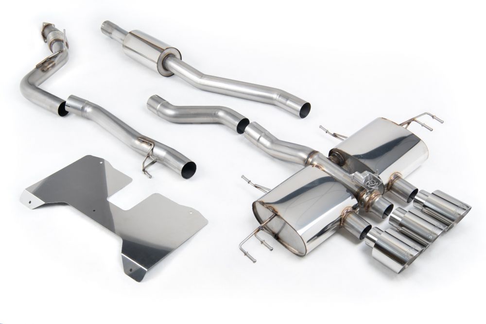 Milltek Sport exhaust system parts for 2022+ Honda Civic Type R FL5 2.0 i-VTEC (part SSXHO284): pipework, silencers and polished silver tailpipe tips