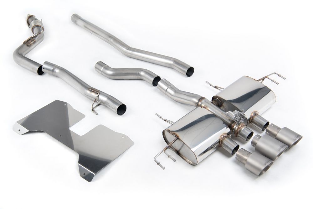 Milltek Sport exhaust system parts for 2022+ Honda Civic Type R FL5 2.0 i-VTEC (part SSXHO285): pipework, silencers and polished silver tailpipe tips