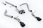 Milltek Sport exhaust system parts for 2020+ Jeep Gladiator 3.6 V6 (part SSXJP102): pipework, silencers and black tailpipe tips